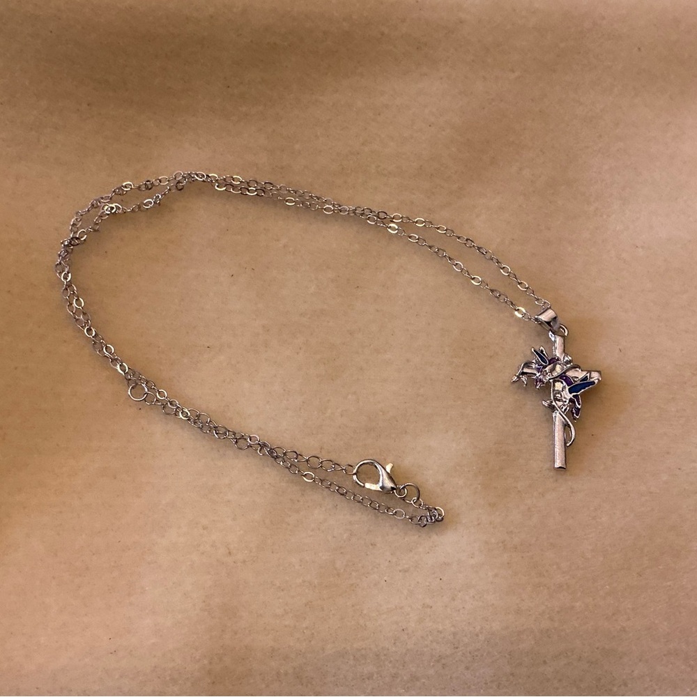 Hummingbird Cross Pendant Necklace - 23”